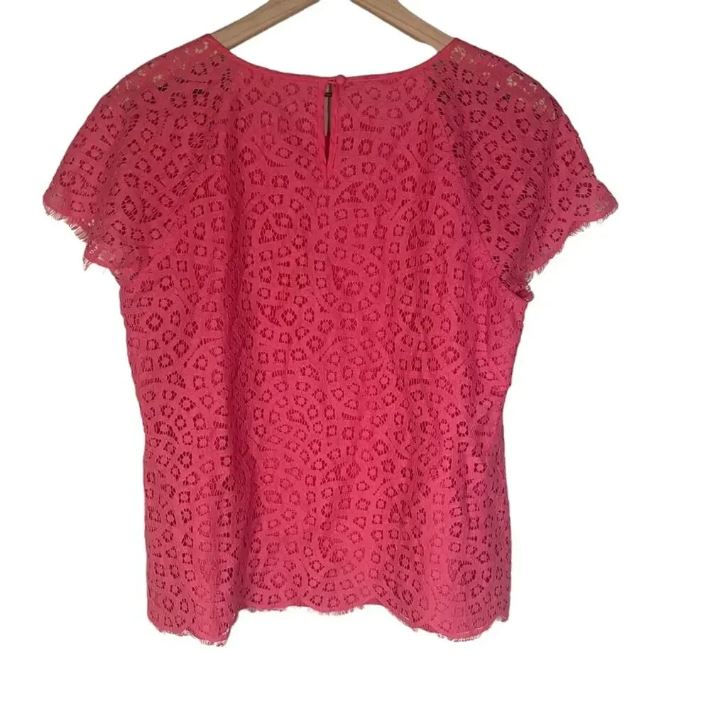 J.Crew Hot Pink Raindrop Lace Top Size 8